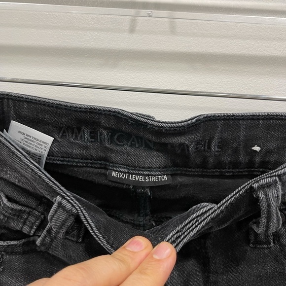 American Eagle High Rise Shortie Denim Short Black - Picture 4 of 9
